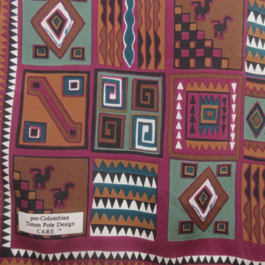 PRE-COLUMBIAN TOTEM POLE VERA Silk Scarf - Long - 4171