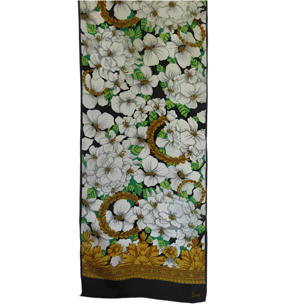 Honey Floral Silk Scarf - Long - 5318
