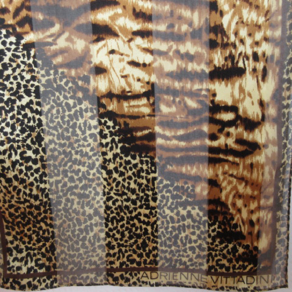 Adrienne Vittadini Animal Print Silk Scarf - Long - 4225