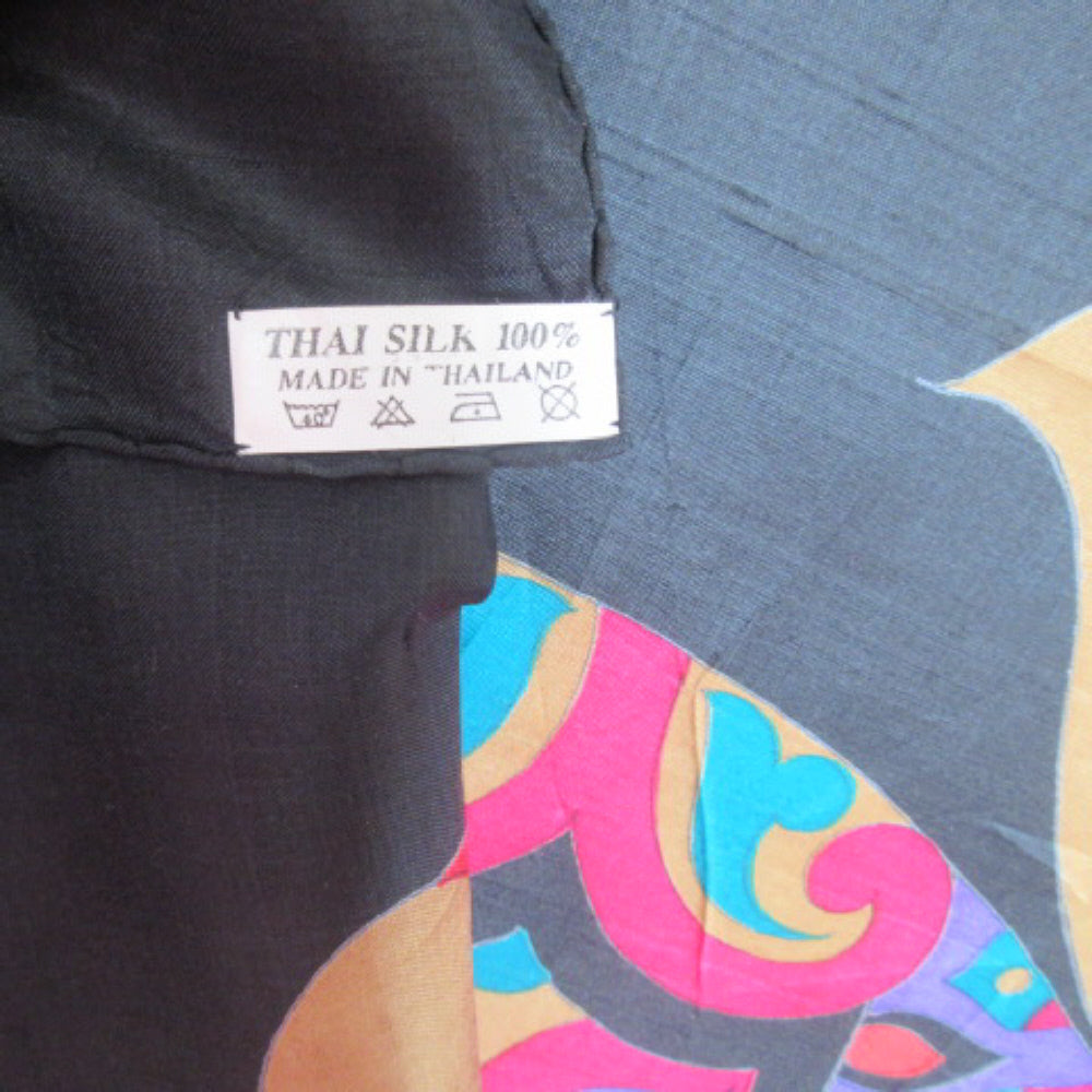 ELEPHANT - Trunk up Thai Silk Scarf - Square - 4244