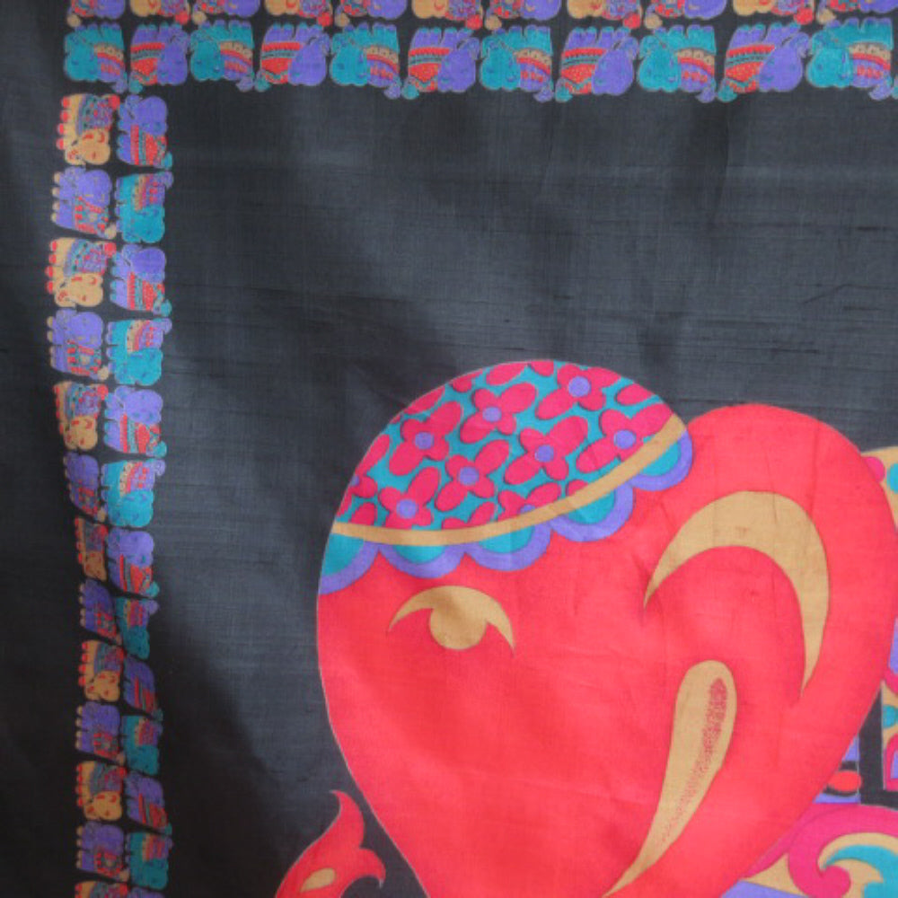 ELEPHANT - Trunk up Thai Silk Scarf - Square - 4244