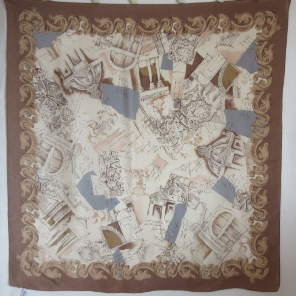 LIZ CLAIBORNE Vintage Architecture Silk Scarf - Square - 4243