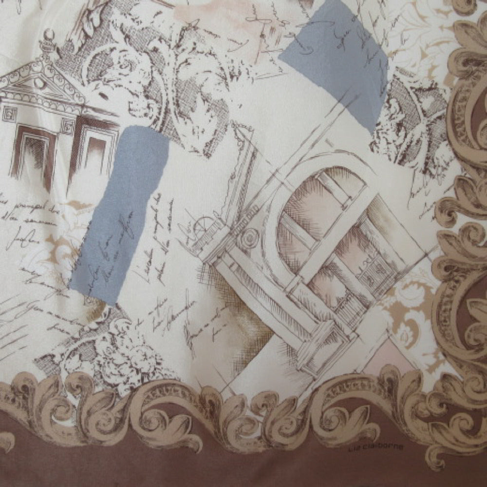 LIZ CLAIBORNE Vintage Architecture Silk Scarf - Square - 4243
