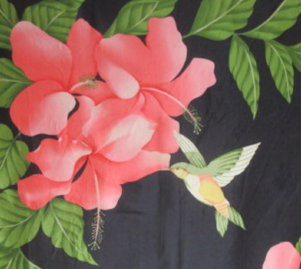 FLORAL HUMMINGBIRD Silk Scarf - Square - 4264