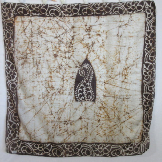 INDIAN SILK Abstract Batik Art Scarf - Square - 4294