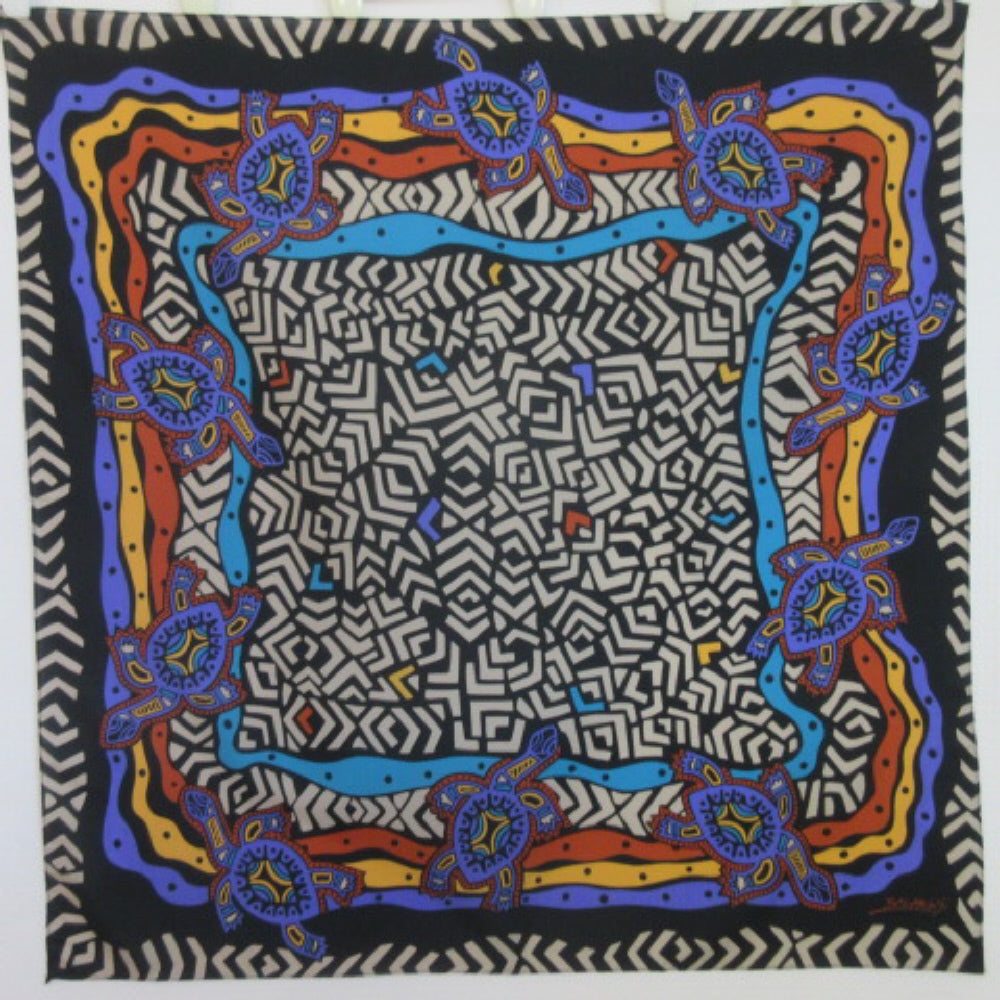 Art Balarinji Aboriginal Turtles Silk Scarf - Square - 4313