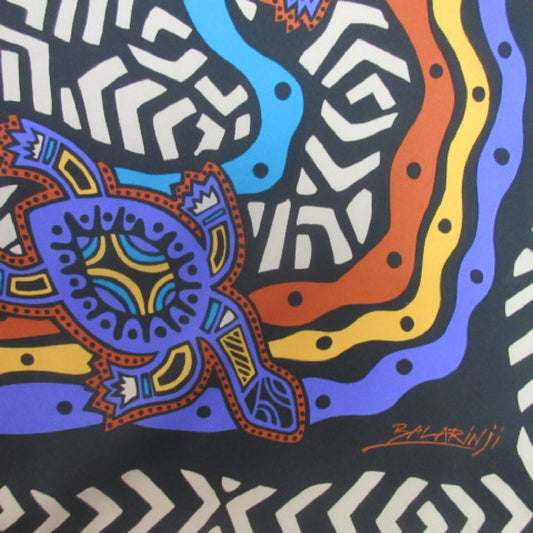 Art Balarinji Aboriginal Turtles Silk Scarf - Square - 4313