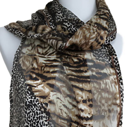 Adrienne Vittadini Animal Print Silk Scarf - Long - 4350