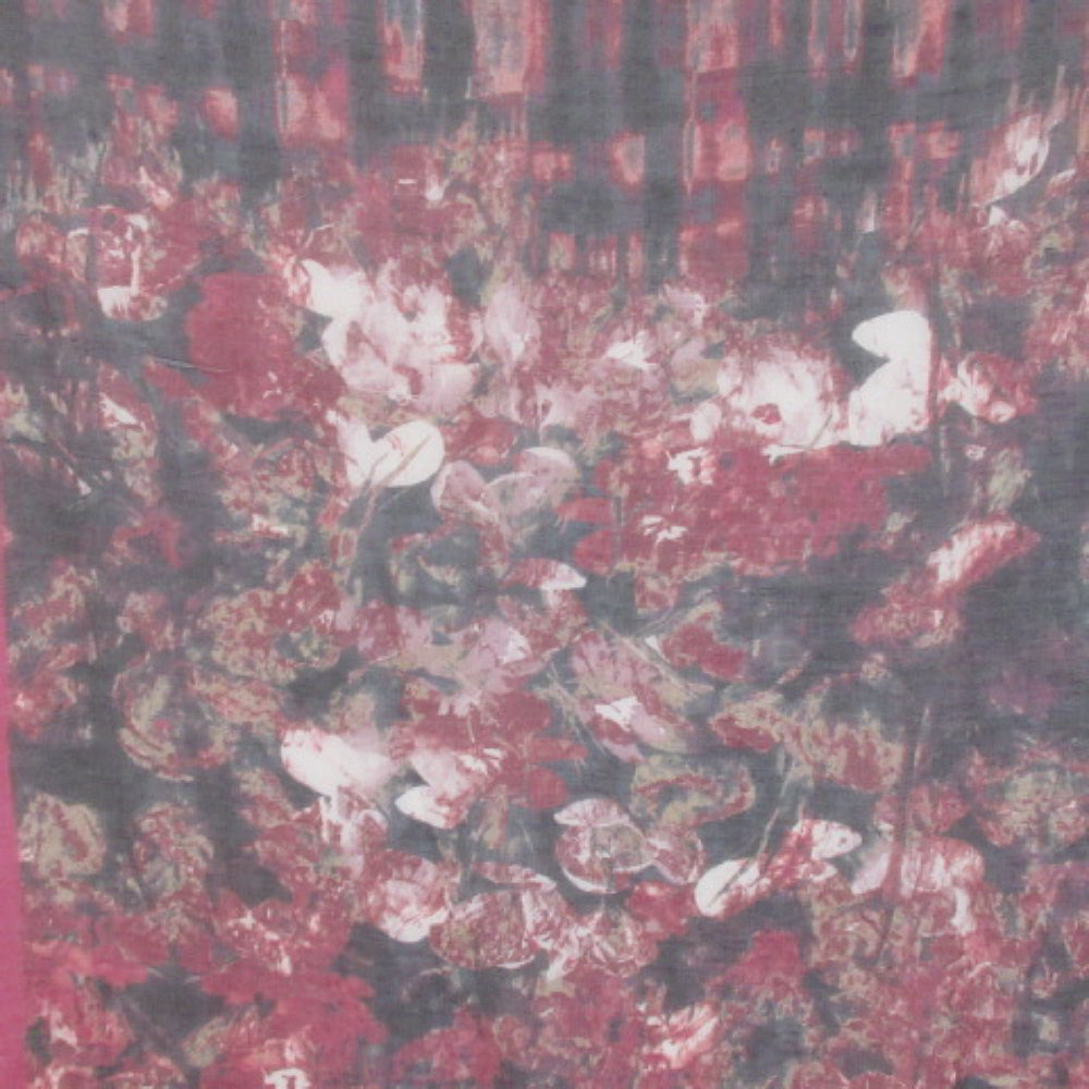 SIMPLY VERA WANG Long Scarf - Black Cranberry Ivory Pink - 37" x 80" - 4347