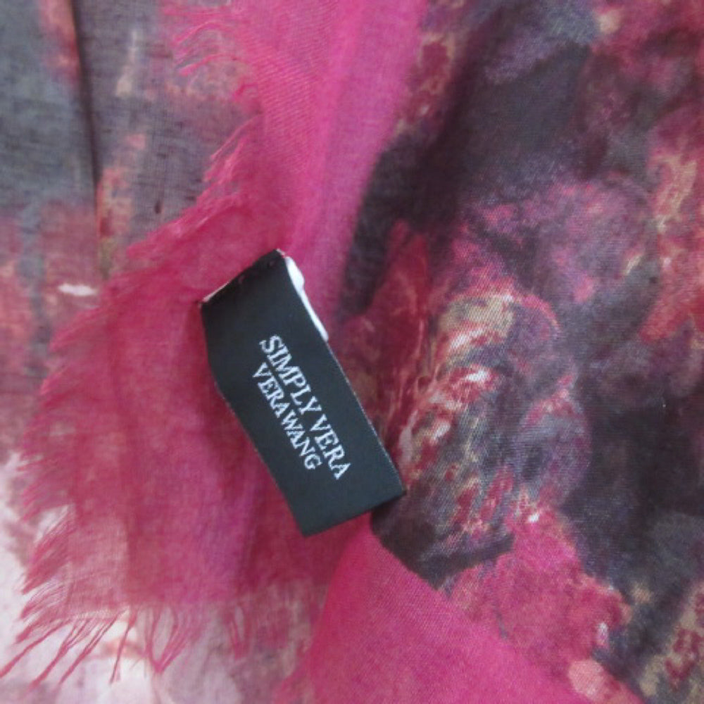 SIMPLY VERA WANG Long Scarf - Black Cranberry Ivory Pink - 37" x 80" - 4347