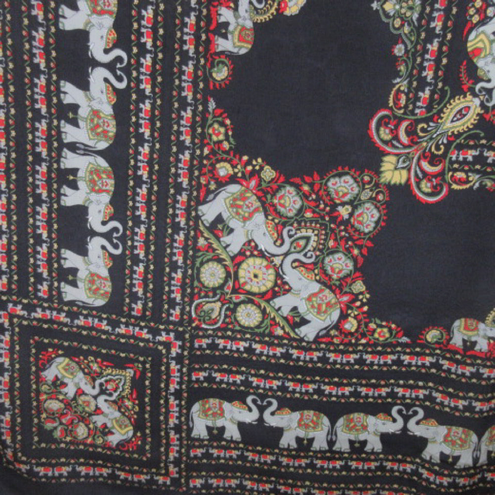INDIAN SILK Elephant Trunk up Art Scarf - Square - 4383
