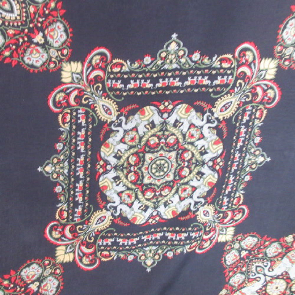 INDIAN SILK Elephant Trunk up Art Scarf - Square - 4383