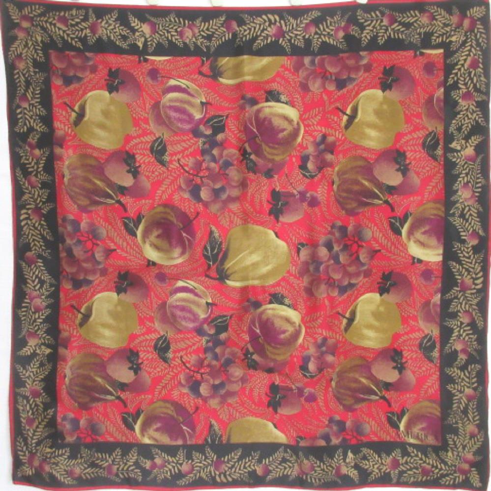 PERRY ELLIS Floral Fruit Art Silk Scarf - Square – 4395