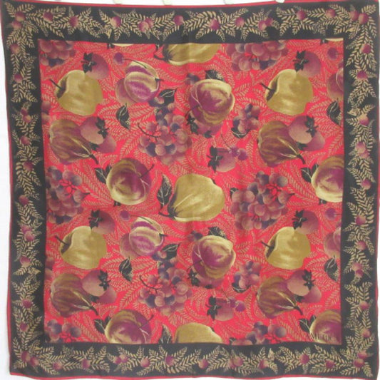 PERRY ELLIS Floral Fruit Art Silk Scarf - Square – 4395