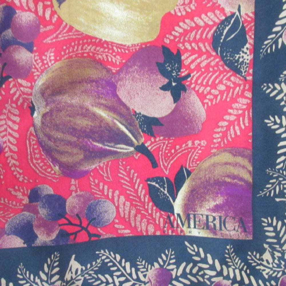 PERRY ELLIS Floral Fruit Art Silk Scarf - Square – 4395