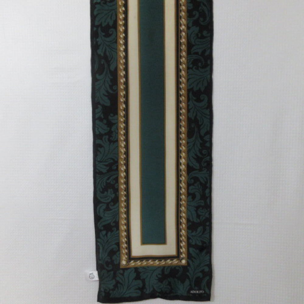 Adolfo Scrolls Silk Scarf - Long - 4546