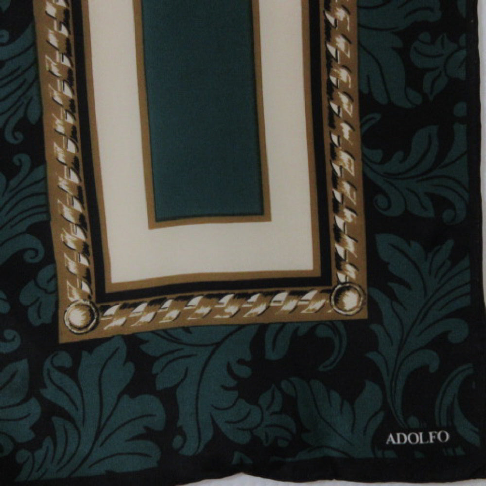 Adolfo Scrolls Silk Scarf - Long - 4546