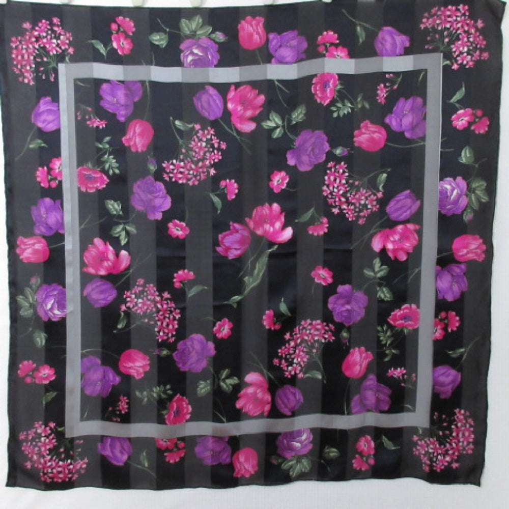 Gorgeous Floral Design Silk Scarf - Square – 4549