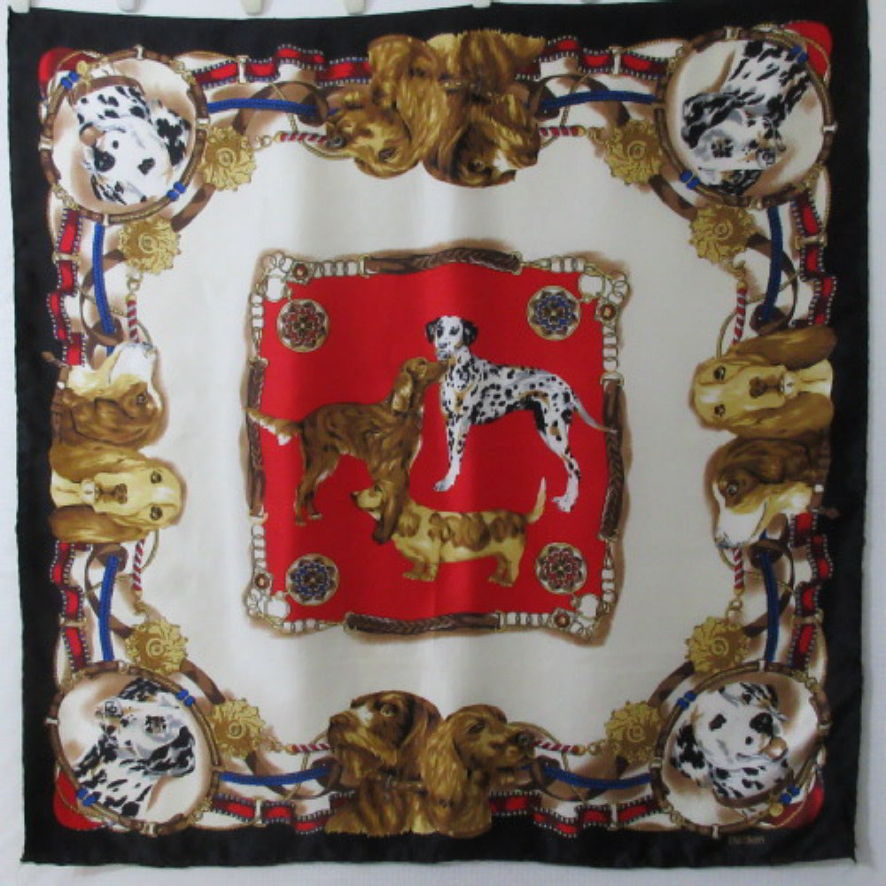 Bill Blass Designer Dogs Silk Scarf - Square - 4554