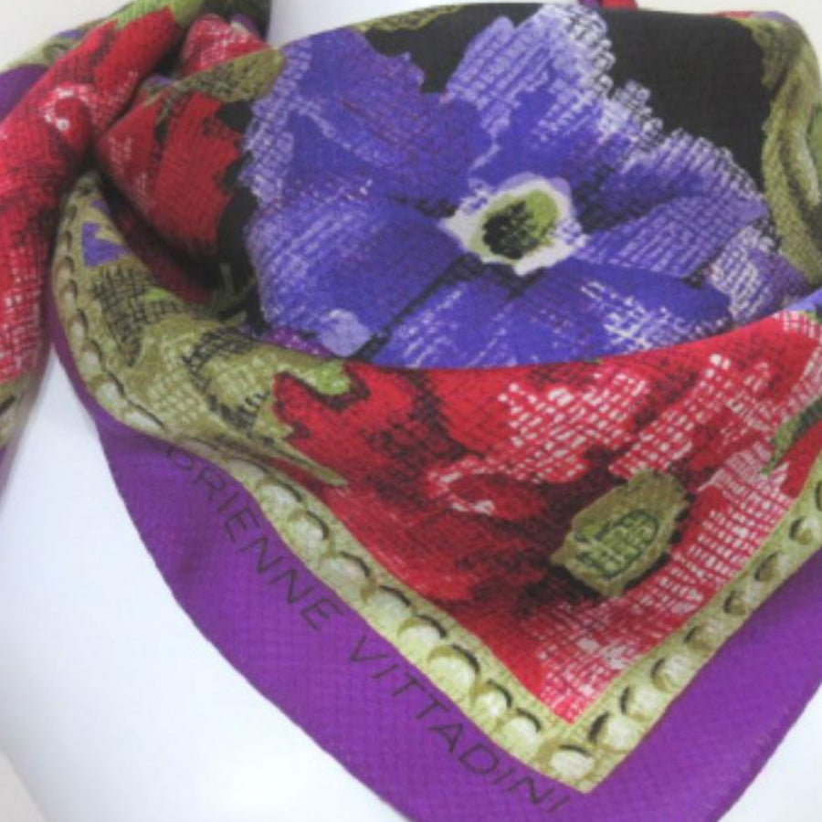 Adrienne Vittadini Floral Silk Scarf - Square - 4572