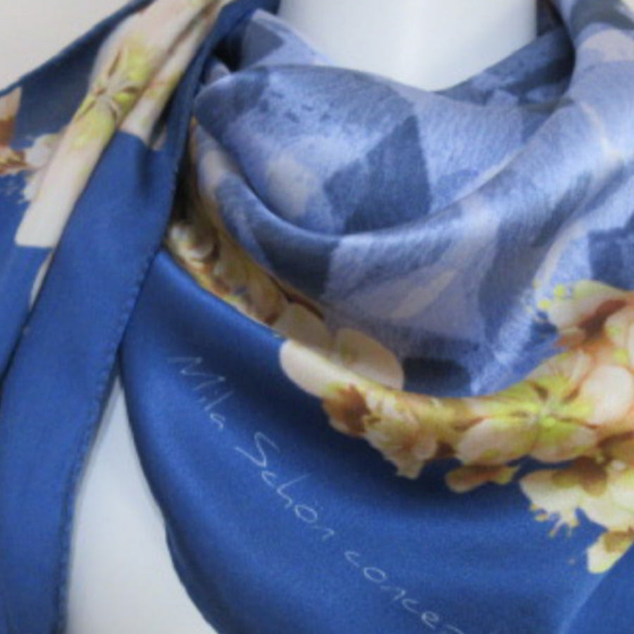 MILA SCHON Silk Scarf - Floral - 34" Square - 4573