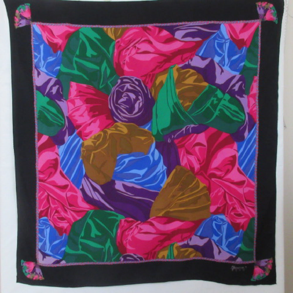 ECHO - Pretty Floral Silk Scarf - Square - 4615