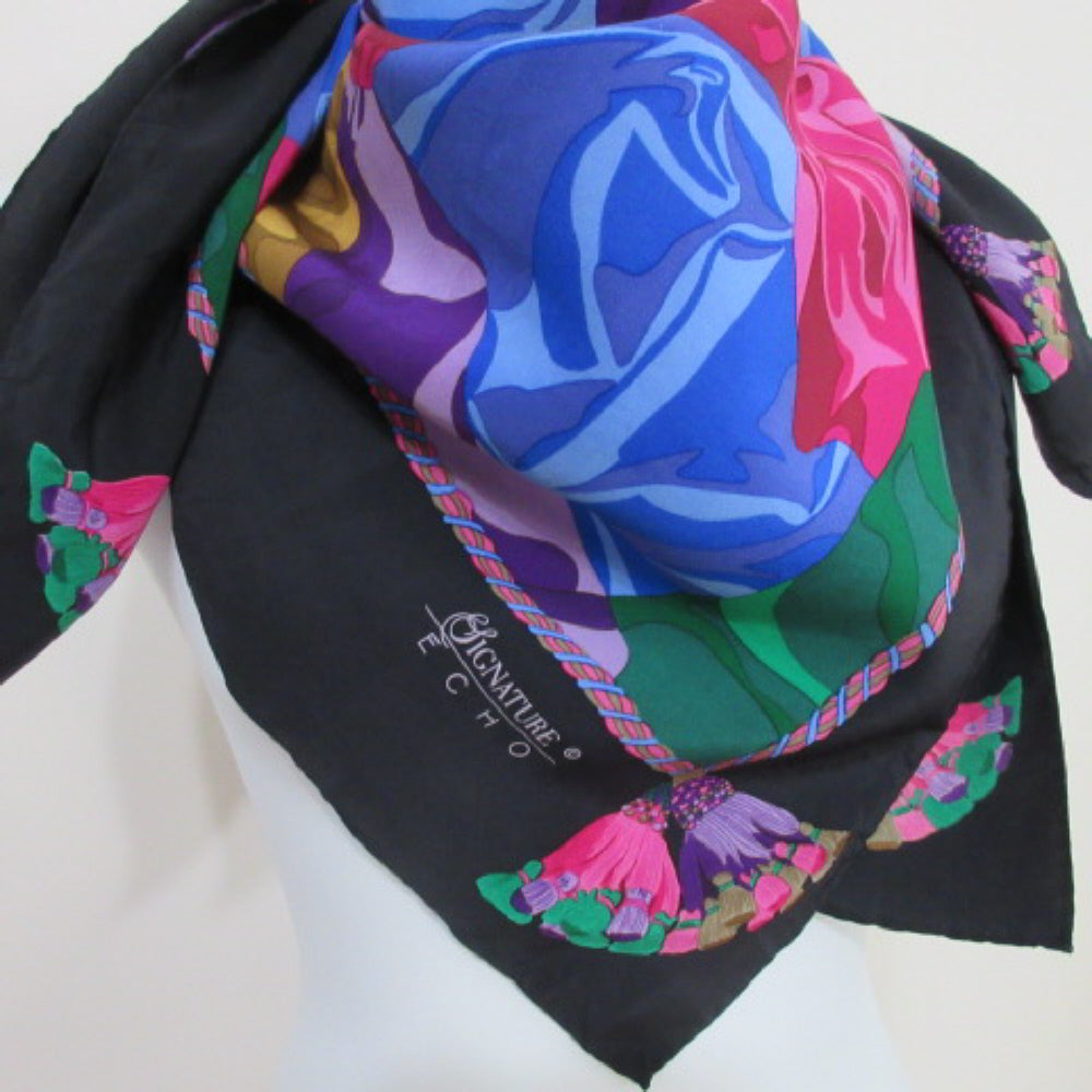 ECHO - Pretty Floral Silk Scarf - Square - 4615
