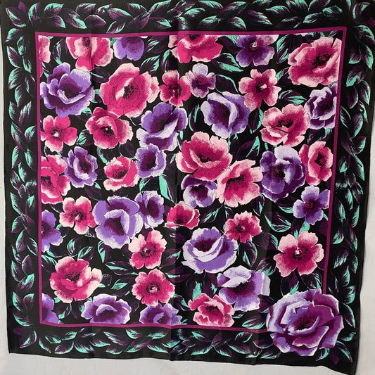 Adrienne Vittadini Floral Silk Scarf - Square - 4954
