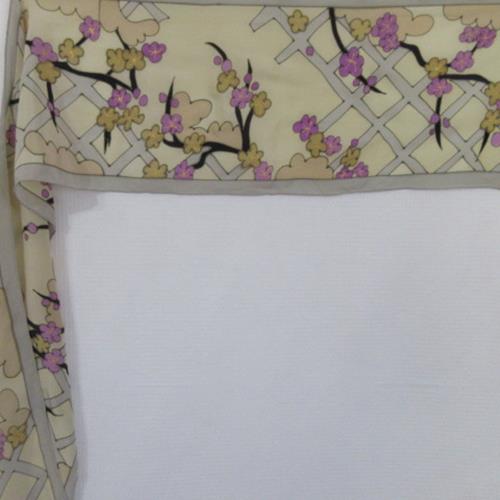 Art Floral Lattice Silk Scarf - Long - 4745