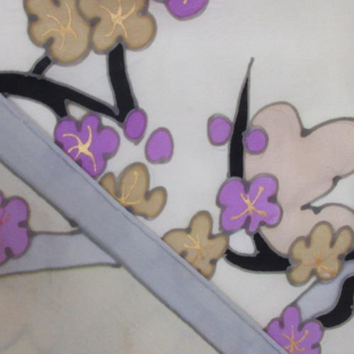 Art Floral Lattice Silk Scarf - Long - 4745