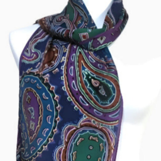 Oscar de la Renta Paisley Silk Scarf - Long - 4854