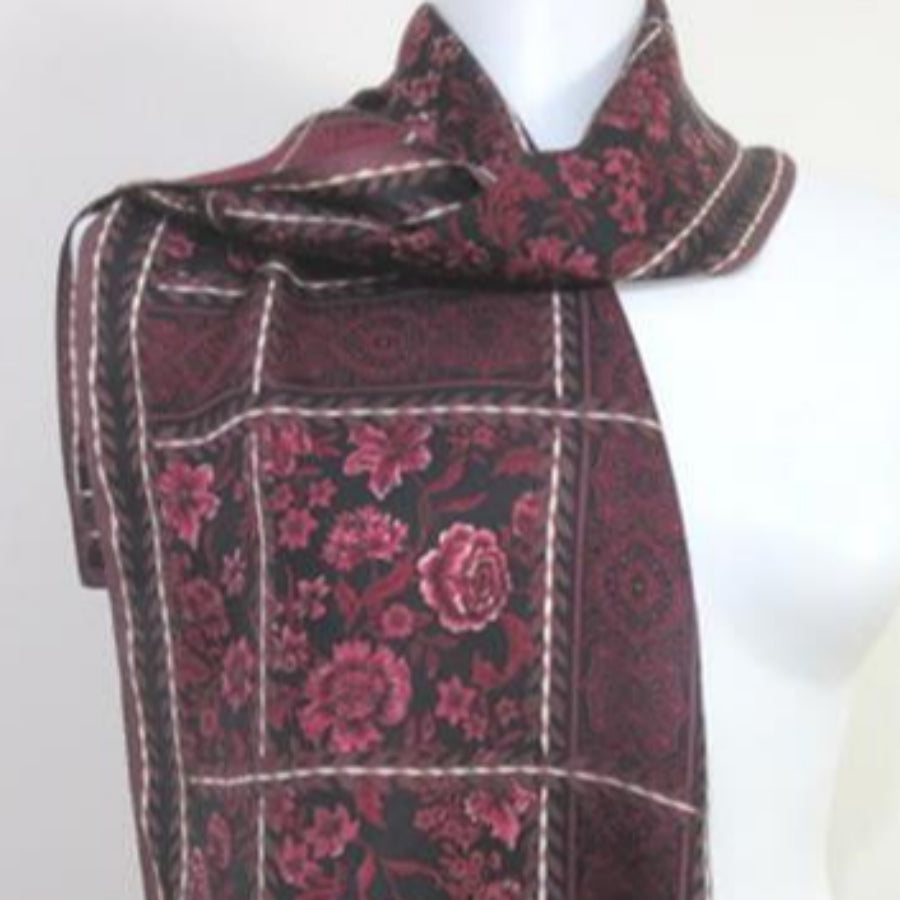 Oscar de la Renta Floral Silk Scarf - Long - 4862