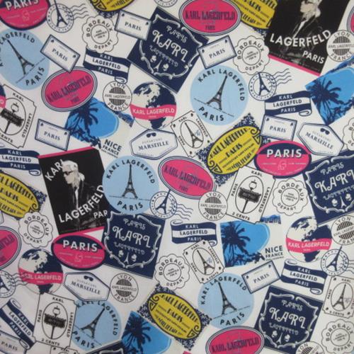 KARL LAGERFELD Silk Scarf - Paris Art - 35" Square - 4878