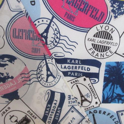 KARL LAGERFELD Silk Scarf - Paris Art - 35" Square - 4878