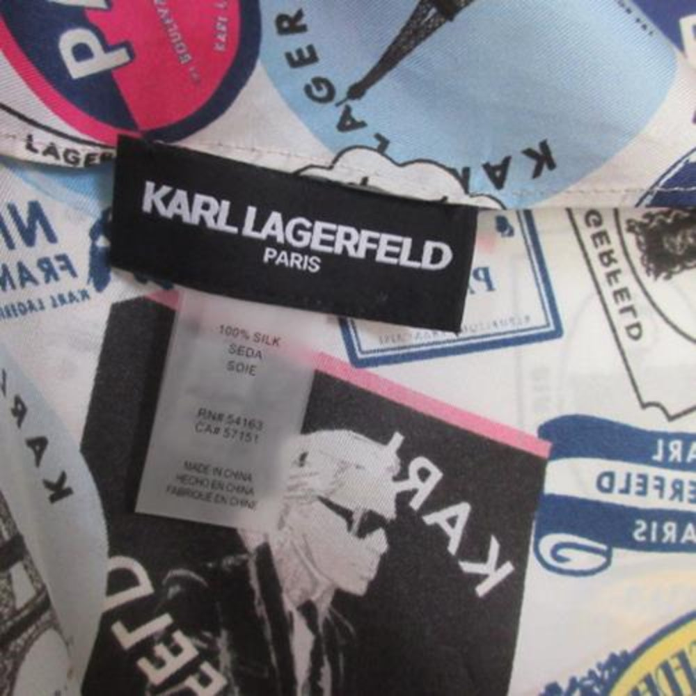 KARL LAGERFELD Silk Scarf - Paris Art - 35" Square - 4878