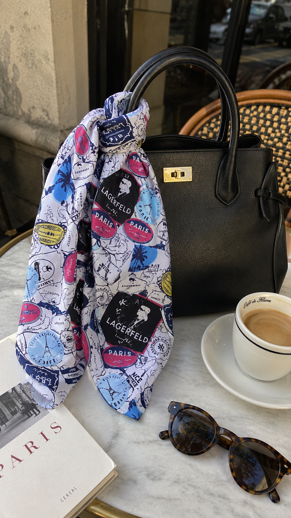 Karl Lagerfeld Silk Scarf - Paris Art - 35" Square