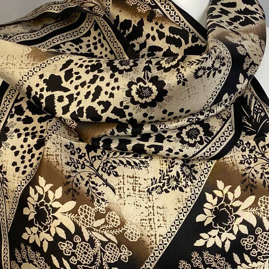 Oscar de la Renta Floral Animal Print Silk Scarf - Long - 4933