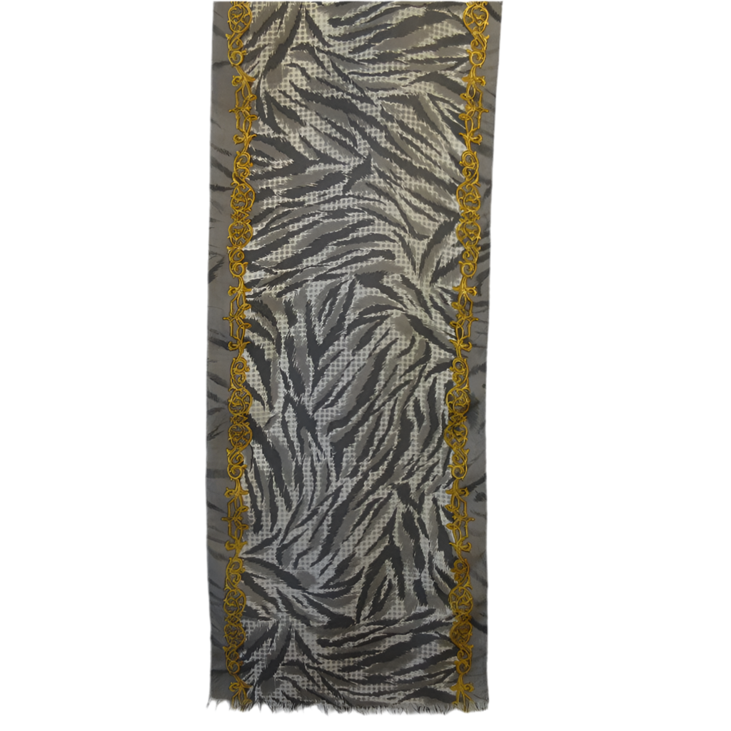 Tiger Striped Silk Scarf - Long - 5378