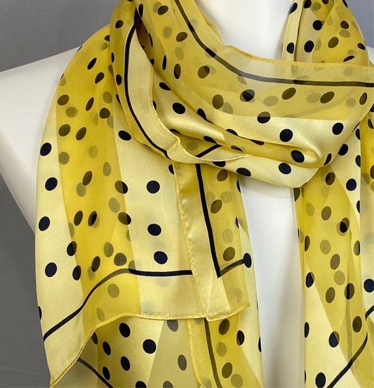HIROKO KAPP Silk Scarf - Polka Dot - 17" x 60" Long - 5235