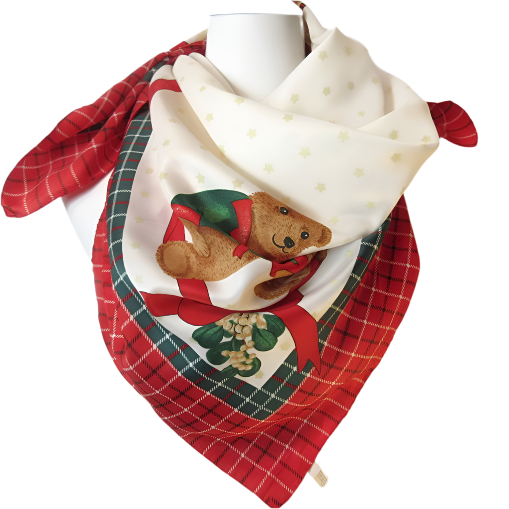 Avon Teddy Bear Christmas Scarf - Square - 5376