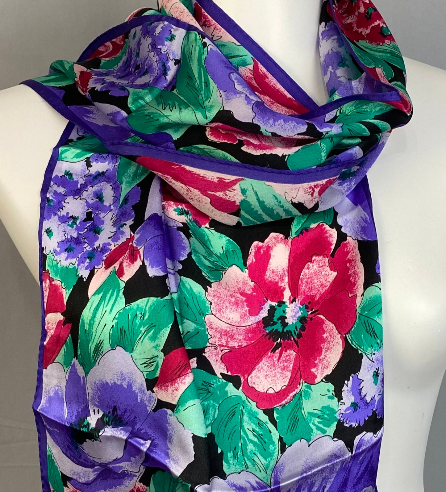 Adrienne Vittadini Floral Silk Scarf - Long - 3433
