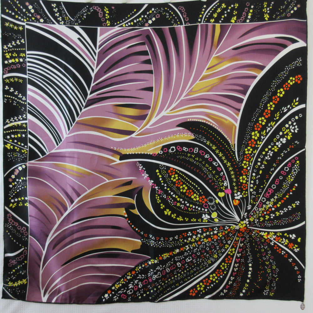 Cashmere & Silk Brand Floral Silk Scarf - Square – 5495