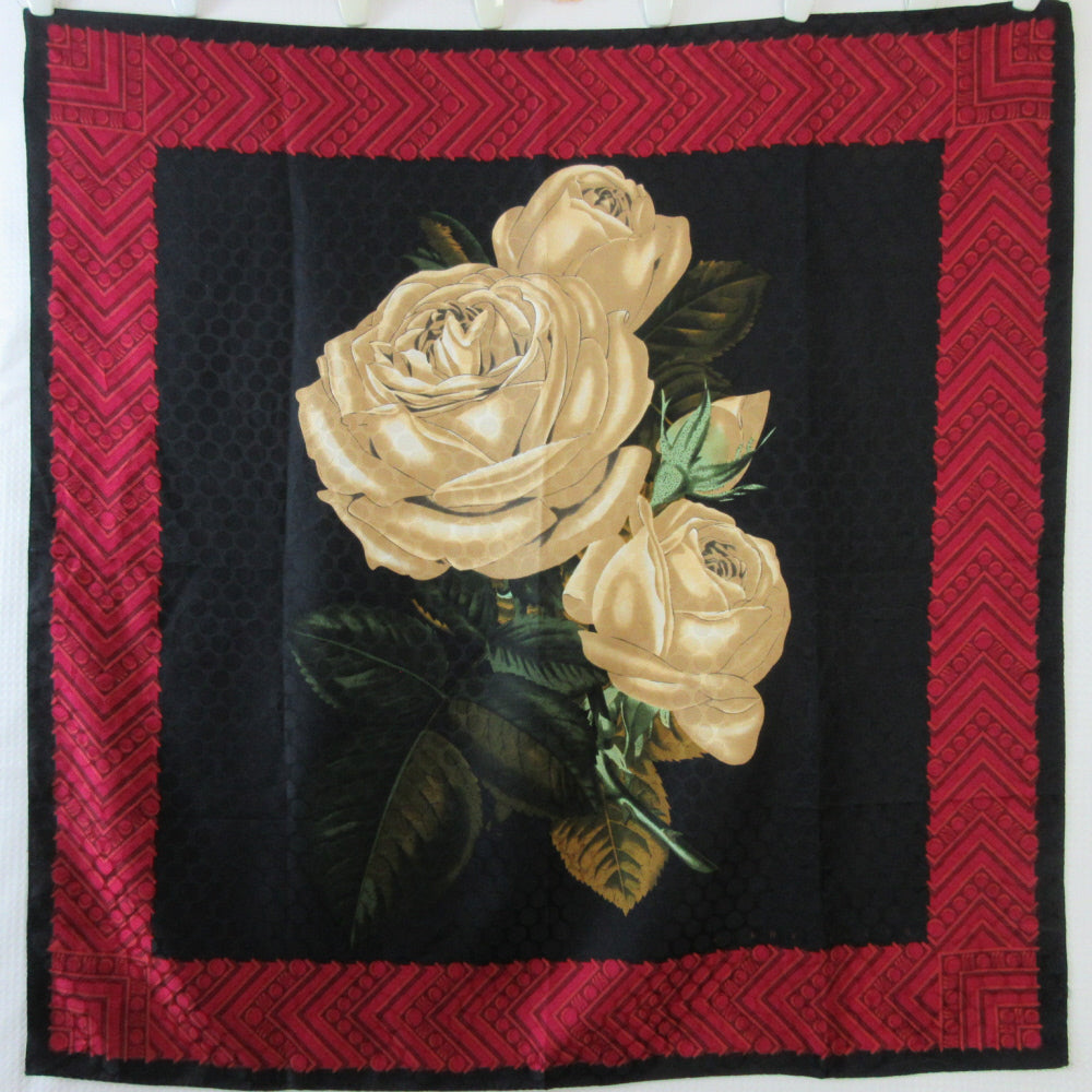 Perry Ellis Rose Floral Silk Scarf - Square – 5497