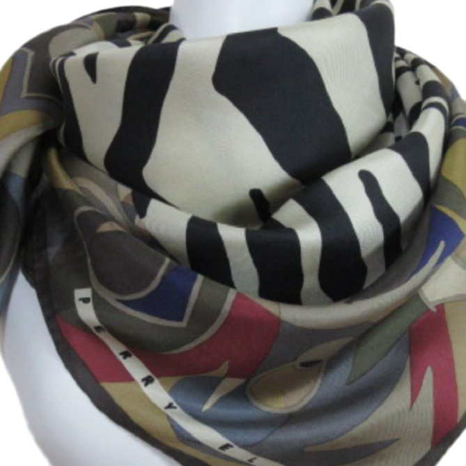 PERRY ELLIS Designer Silk Scarf - Square 2968