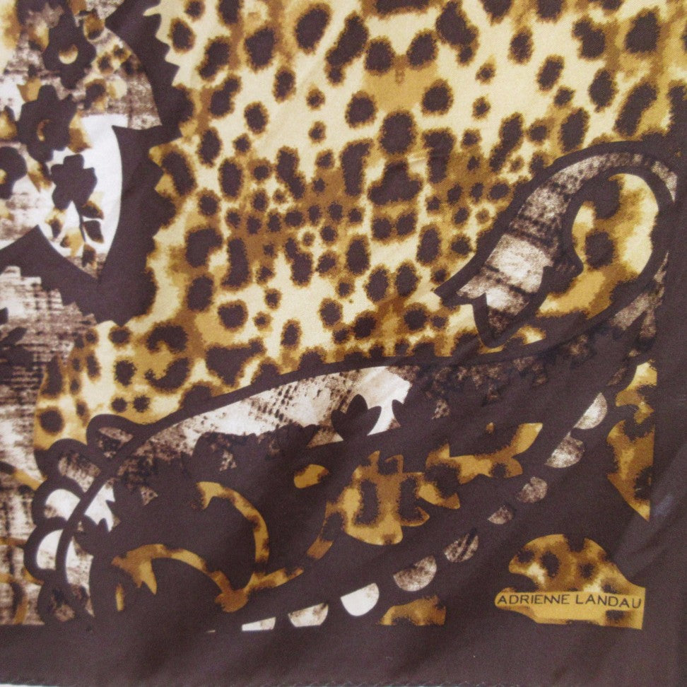 ADRIENNE LANDAU LEOPARD Silk Scarf Square - 5300