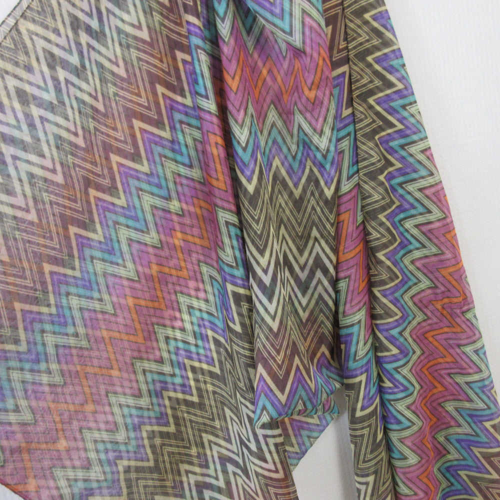 F&F Chevron Design Chiffon Silk Scarf - Long - 5505