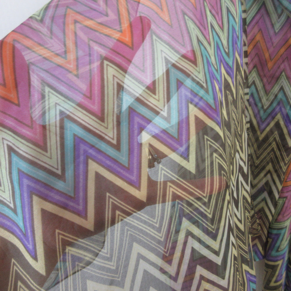 F&F Chevron Design Chiffon Silk Scarf - Long - 5505