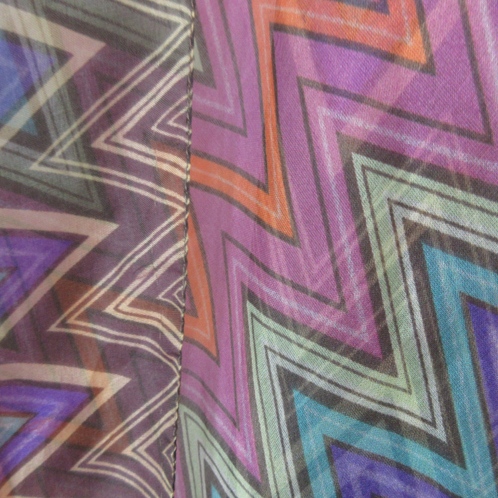 F&F Chevron Design Chiffon Silk Scarf - Long - 5505