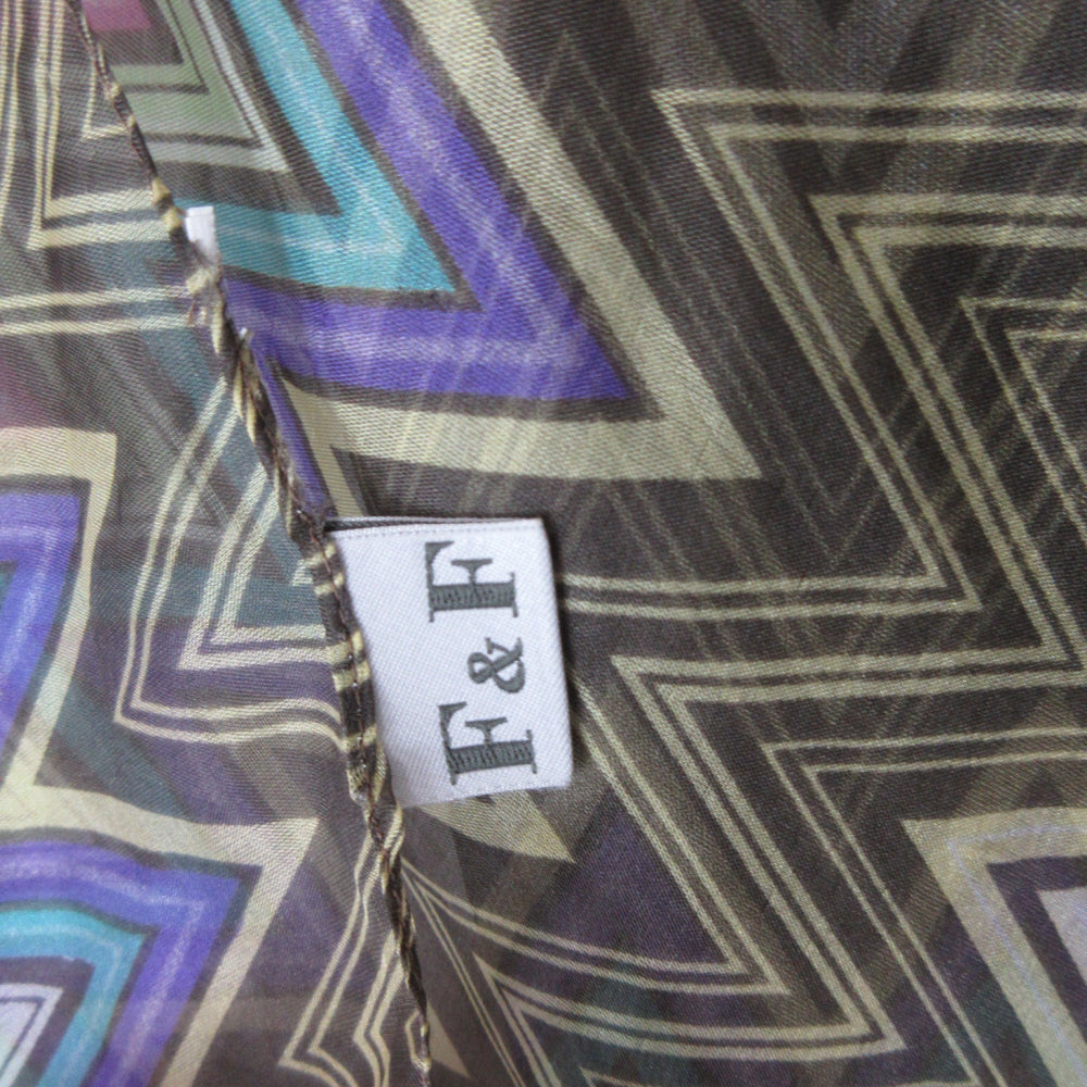 F&F Chevron Design Chiffon Silk Scarf - Long - 5505