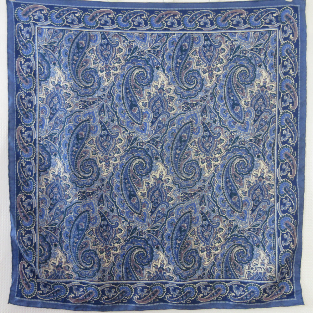 Liberty of London Silk Scarf Blue Paisley - 26" Square - 5509